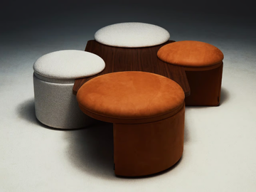 AMAZONE - Sectional upholstered round fabric pouf by La Manufacture - view 2